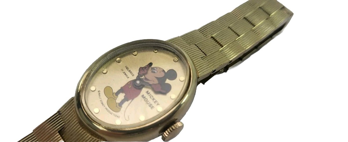 VINTAGE HELBROS MICKEY MOUSE LADIES WRISTWATCH 17 JEWEL  display picture 1