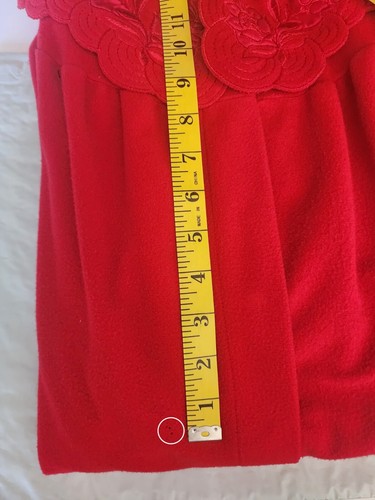 VTG Grannycore SHADOWLINE Long Robe Housecoat Red Velour Snap Front Size Small - Picture 8 of 9