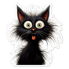 Surprised Black Cat, Vinyl Decal Sticker, Indoor Outdoor, 3 Sizes, 11079