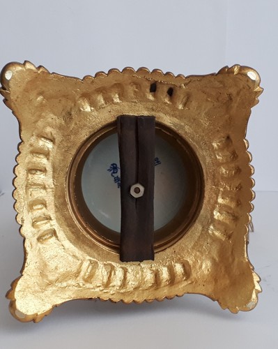 Antique DELFT BLUE & WHITE MANTEL CLOCK FAIENCE BRASS ELEMENTS BY BOCH KERAMIS - Picture 10 of 11