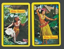 LOT 2 Vintage Single Swap Playing Cards Aloha Hawaii Hula Girl Bikini Dancer 