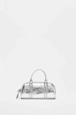 Zara Mini Bowling Bag Metallic Effect Silver 6553/610/808