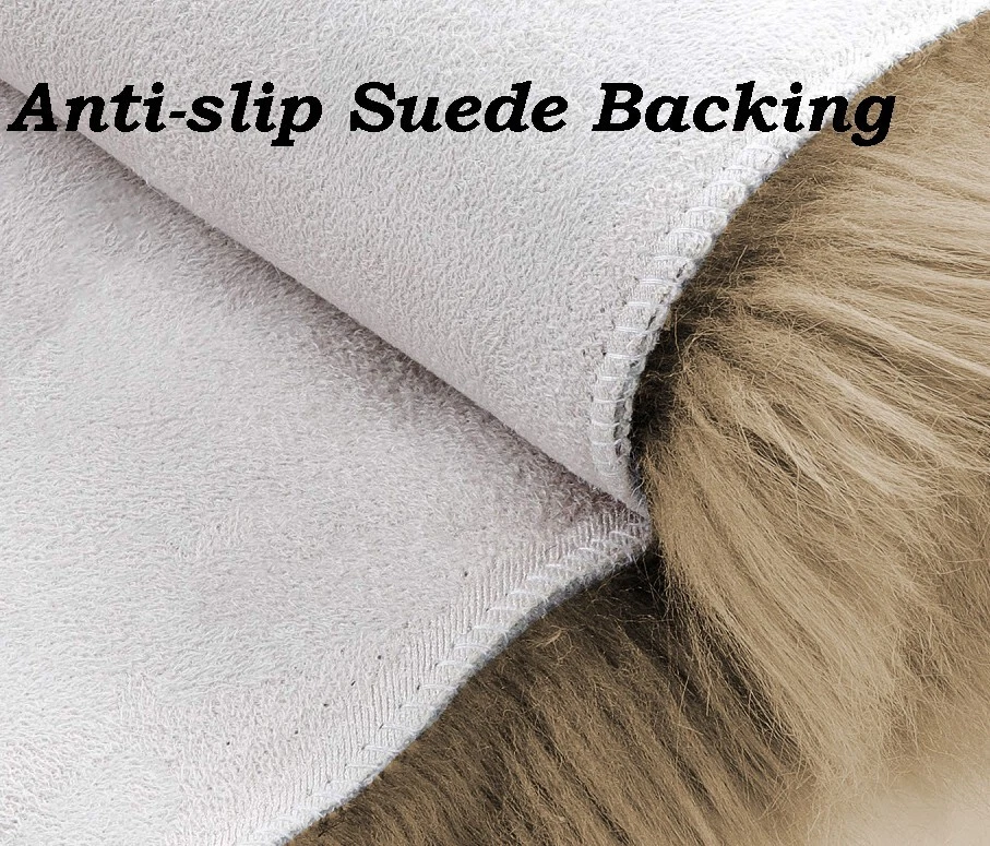 Faux sheepskin Rug Beige Faux Fur Fluffy Area rug for Living Room Bedroom Decor - Image 4 of 4