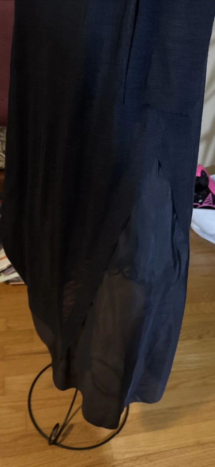 Eileen Fisher Top Linen& Silk Midi Tunic L Sheer Lagenlook Neutral Long - Image 2 of 4