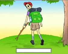 Hiking Male Cartoon Character Personalized Matted Print Series 1