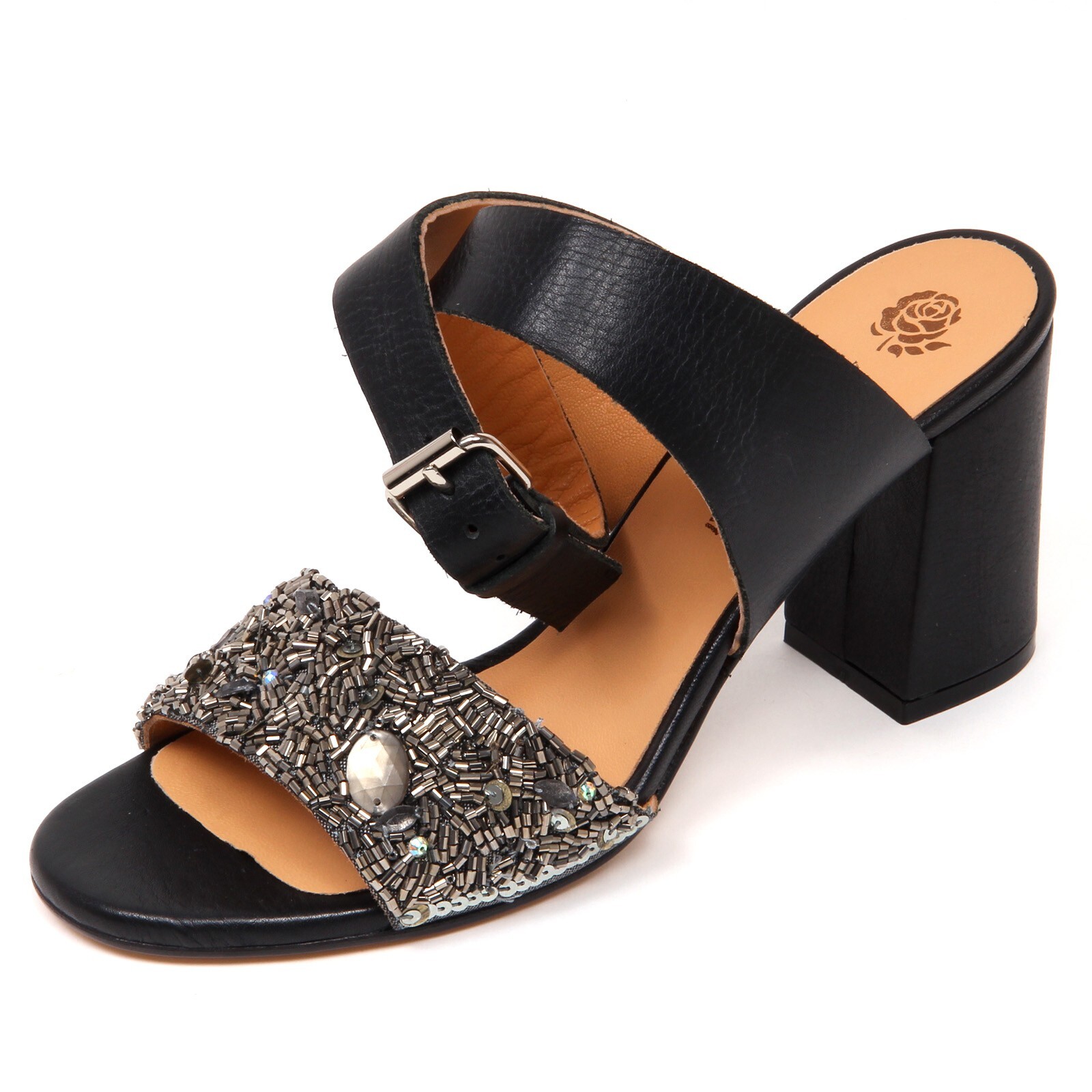 D0690 сандалии donna MALIPARMI CONFUSED SEQUIN scarpe perline nero обувь для женщин