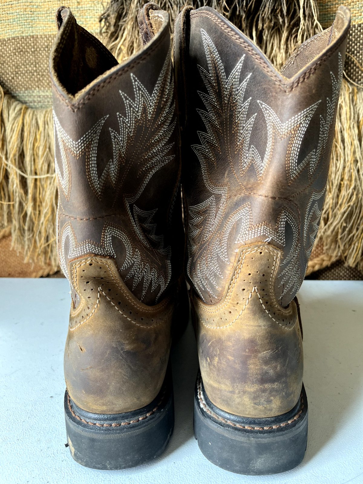 ARIAT QuickDraw Brown Leather Square Toe Pull On … - image 5