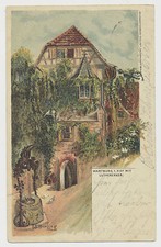 Artist postcard Wartburg 1st courtyard with Lutheran (E684)