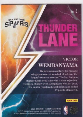 Panini 2023-24 Select NBA Basketball No. 5 Victor Wembanyama