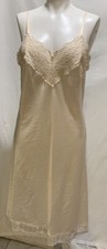 Vintage Wacoal Ecru Tapestry Lace Full Slip Bias Satin Size M 42 L