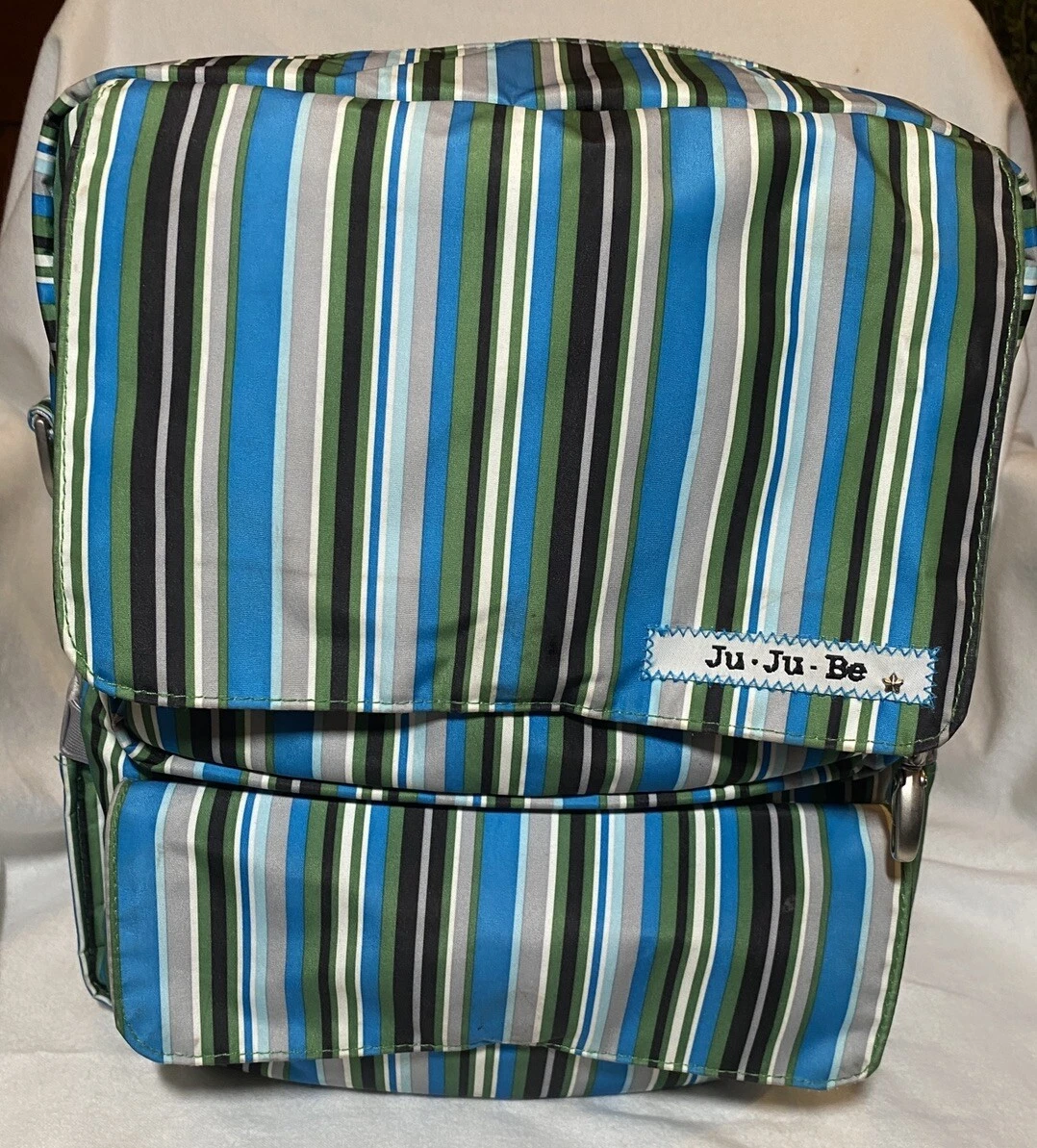 JUJUBE Packable Diaper Bag/Backpack w/Changing Pad Multi Color Stripe Nice-Light