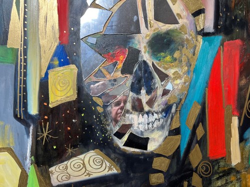 Nino Pippa Original Mixed Media Painting 24x30 Symbolic Modern Art Skull COA - 第 11/11 張圖片