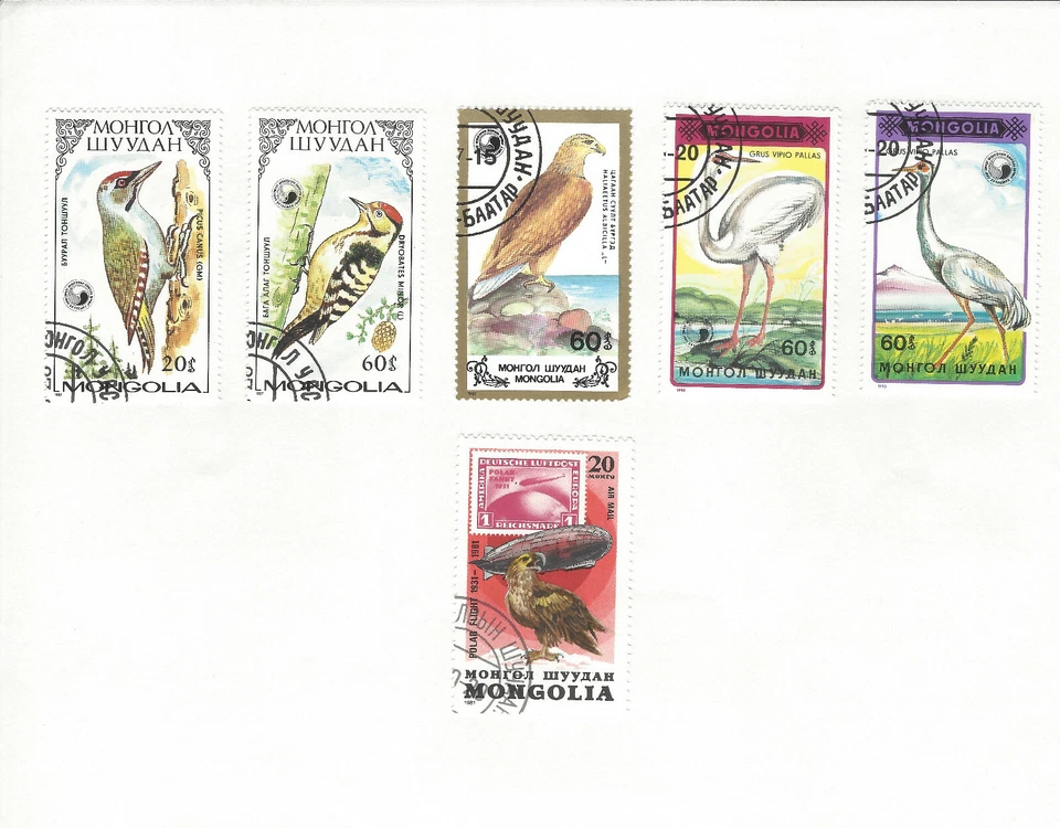 MONGOLIA STAMP LOT ON ALBUM PAGE FRONT AND BACK. MICKEY MOUSE, REMBRANDT, BIRDS — 第 3/3 张图片