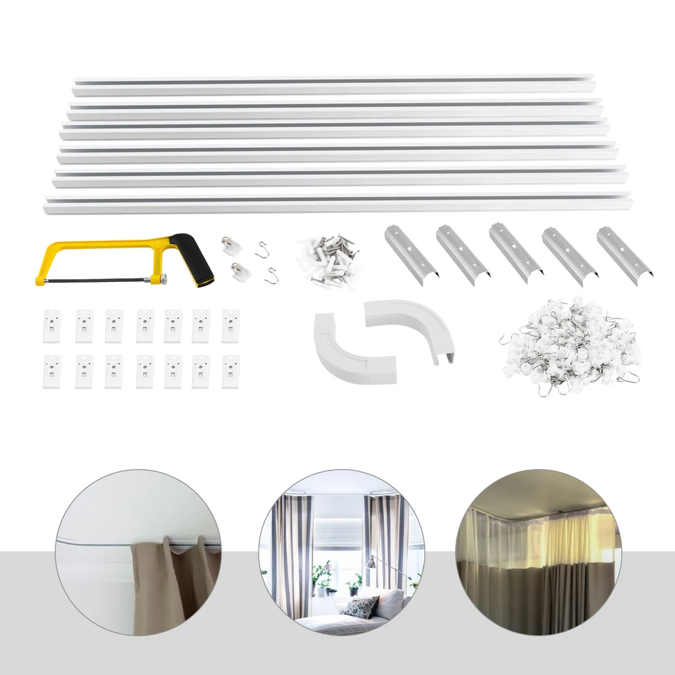 Juego de rieles de riel de cortina para divisor de techo privacidad 12 pies-18 pies de alta resistencia Foto 2 de 4