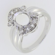 Sterling Silver Semi Mount Ring Setting Oval OV 9x7mm Halo Design White