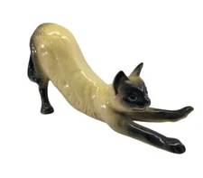 Coopercraft England Porcelain Siamese Cat Stretching Large