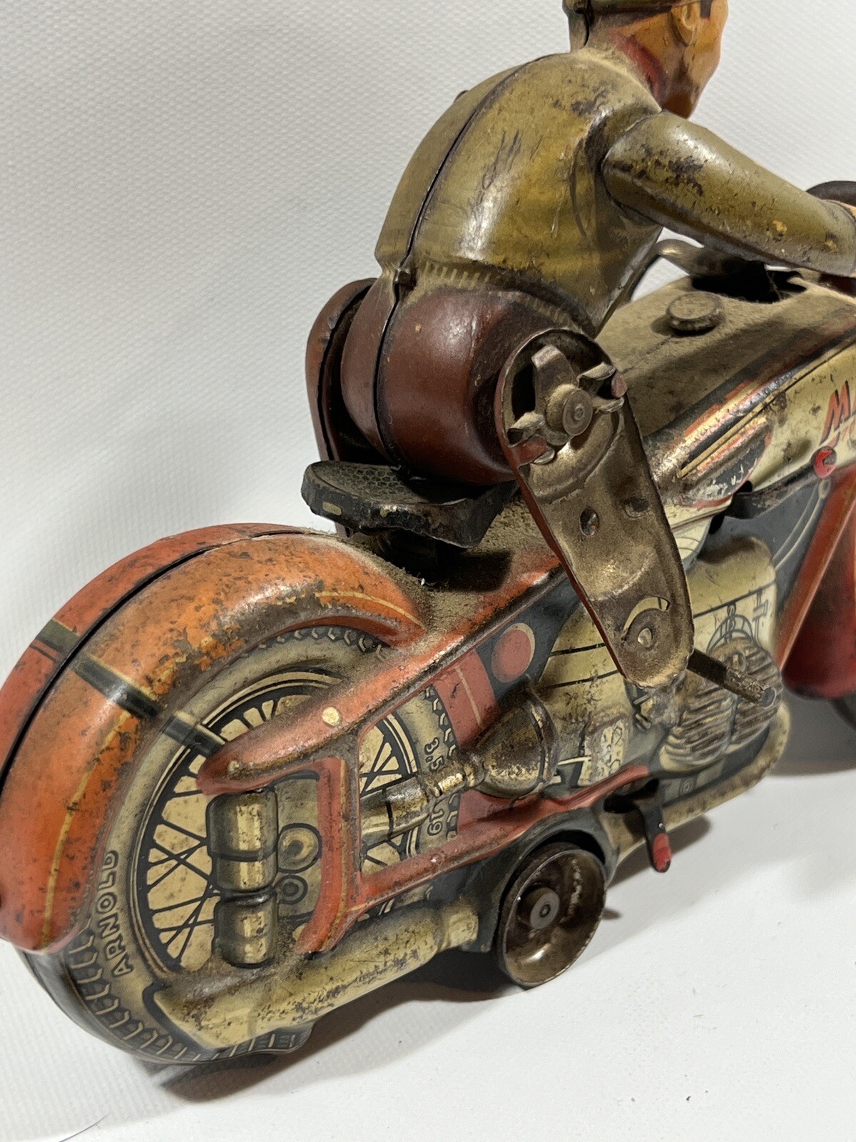 Vintage Tin Litho Toy Motorcycle Arnold Mac 700 Germany 1940's