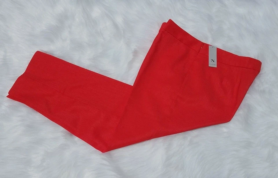  Calça social Natori reta tornozelo calças calças calças zíper lateral vermelho laranja 14 nova com etiquetas - Imagem 2 de 4