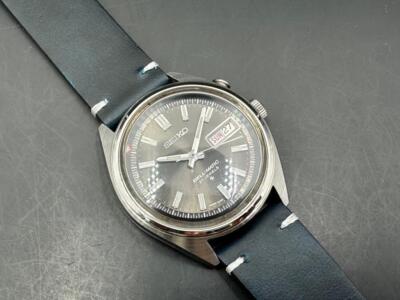 SEIKO Bell-Matic シルバー/ブラック レザーベルト ジャンク品 SEIKO