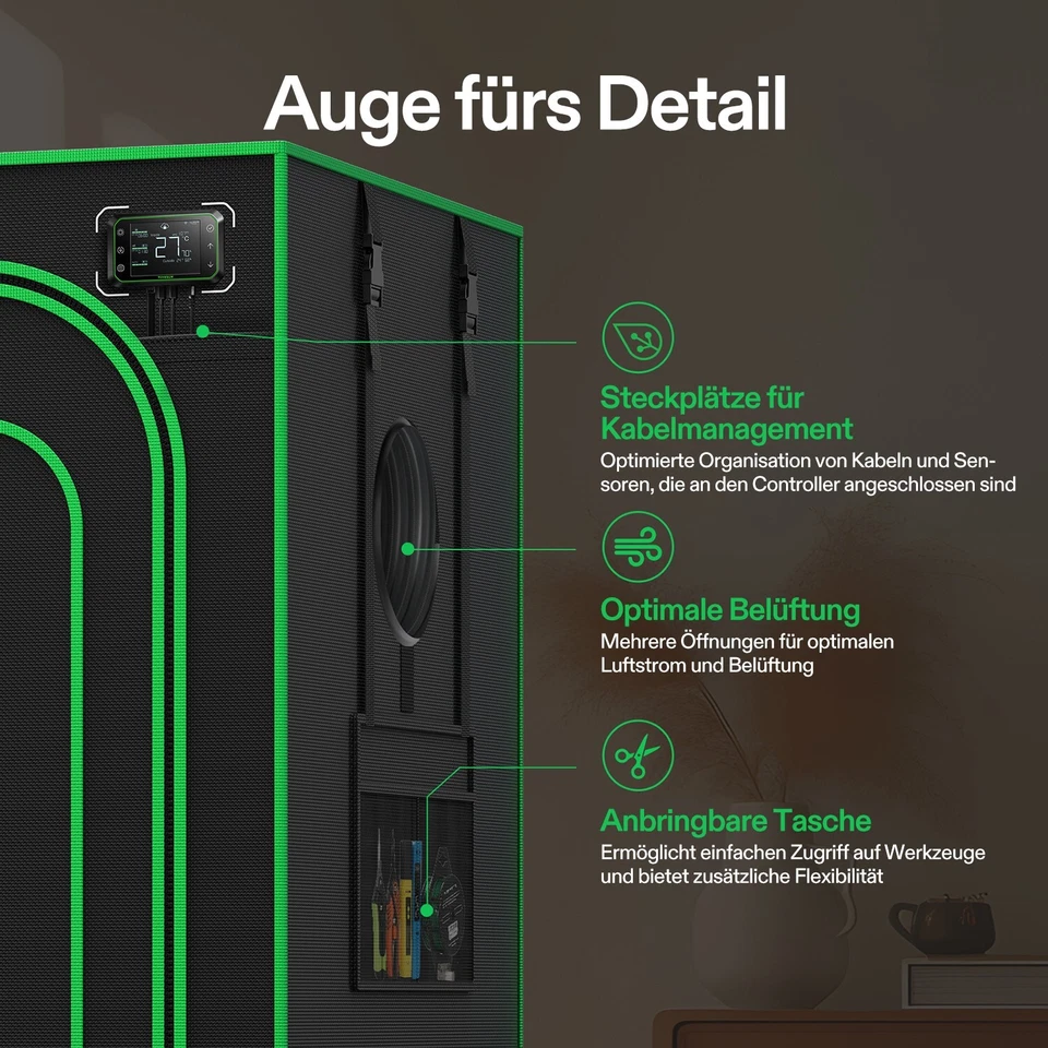 VIVOSUN P224 PRO Growzelt 2000D Pflanzenzelt 60x60x120cm,100% Reflektierend - Bild 4 von 4