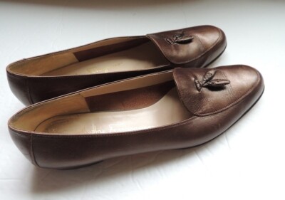Salvatore Ferragamo Brown metallic Loafers, Flats, Shoes 