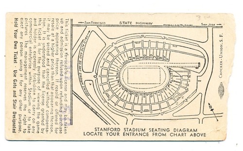1941 TICKET STUB UCLA VS STANFORD FOOTBALL AT STANFORD STADIUM - Imagen 2 de 2