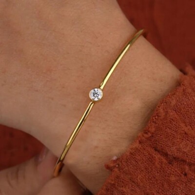 1 kt Armband Armreif Gelbgold Diamant Testpass Laborgefertigt VVS1/D