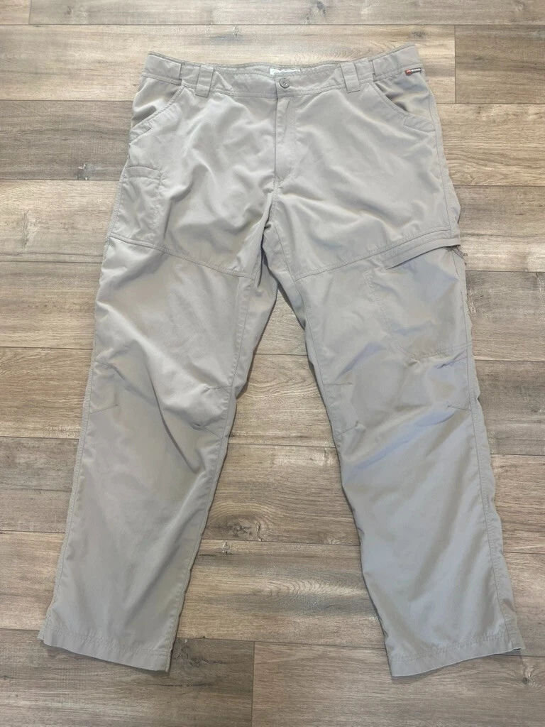 Simms Insect Shield Mens XXL Outdoor Beige Cargo Fishing Lightweight Nylon Pants