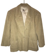 DAVID BROOKS Tan Corduroy Jacket Blazer Size 16 Womens Long Sleeves
