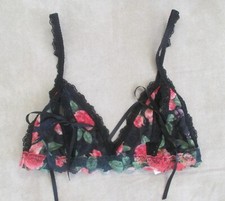 NEW HANKY PANKY 'Papillon Rose' Floral Lace Tie-Front Bralette Size M Medium 60