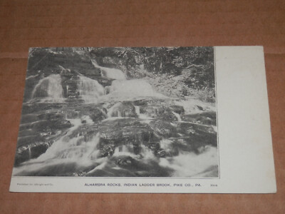 MILFORD PA - ALHAMBRA ROCKS - 1901-1907 ERA USED POSTCARD - INDIAN LADDER BROOK