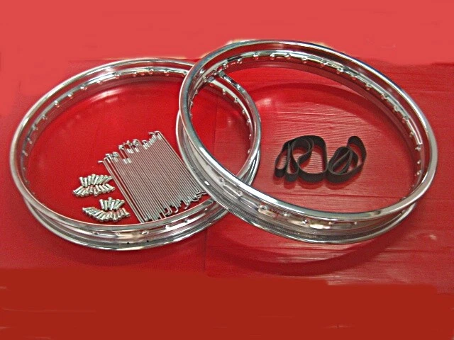 SUZUKI T20 T21 X6  FRONT & REAR WHEEL RIM 2PCS+ SPOKE SET 72PCS #BI047# Foto 2 de 4