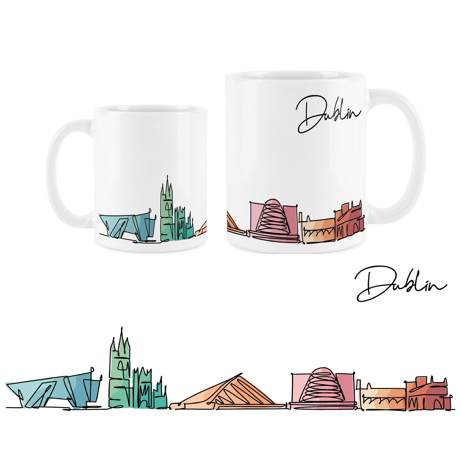 Dublin Mug - Colourful City Skyline Ceramic Tea/Coffee Cup for Travel Lovers