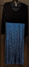 Vintage Impulsive Black-Velour Blue-Skirt Long Dress USA - 14
