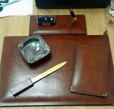 Set da scrivania vintage 6 Pezzi Pelle Velluto calendar Posacenere Penna ufficio