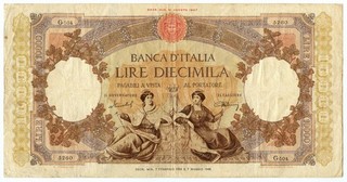 10000 LIRE CAPRANESI REPUBBLICHE MARINARE REGINE DEL MARE 07/02/1953 qBB