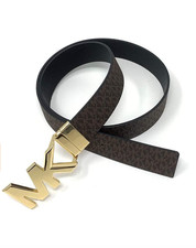  68 NWT Michael Kors Reversible MK Logo Buckle Belt Brown Print/ Black L , M