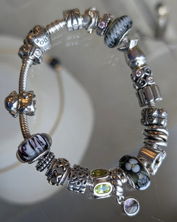 Pandora Sterling Silver Heart Clasp Charm Bracelet with 19 Charms