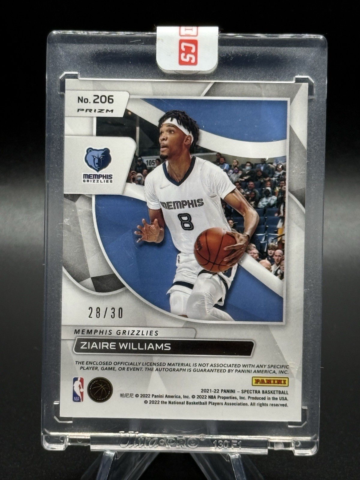 2021-22 Ziaire Williams Panini Spectra Blue Wave Rookie Auto Patch #206 /30 view 2