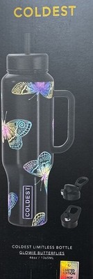 Coldest Limitless 46oz Insulated Bottle Glowie butterfly, Stainless Steel