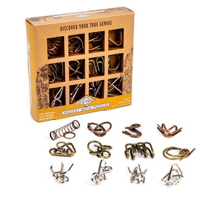 Ancient Metals 12-Piece Metal Puzzle Set   Brain Teaser Disentanglement Puzzles