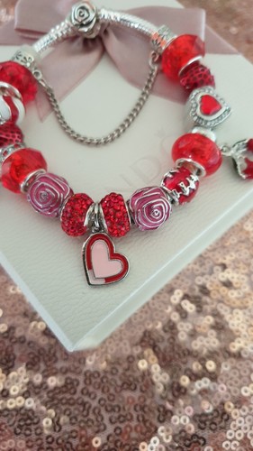 Authentic Pandora Bracelet Rose Clasp with Charms Shown 19 cms+ Pandora Box - Picture 13 of 16