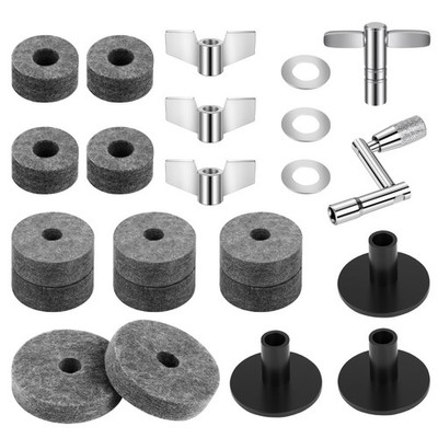23 PCS Gray Cymbal Replacement Accessories Felts HiHat Clutch Sleeves Nuts