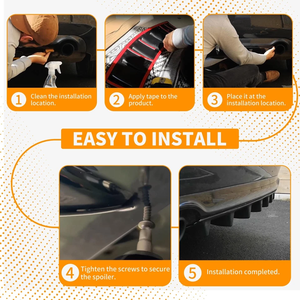 Диффузор заднего бампера 5 плавников спойлер разветвитель углерод для Chrysler 200 2011-2017 - Изображение 4 из 4