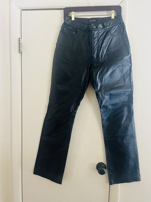VTG 90s  Leather Town & Country Black High Waist Minimal Gallery Girl Pants 8