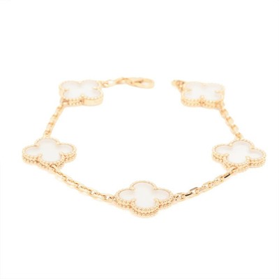 Van Cleef & Arpels Vintage Alhambra 5P Kristall Armband 750(YG) 11,6g VCARP39D00