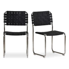 Moe's Home Collection MOMA Leather Dining Chair -Set of Two Black Color