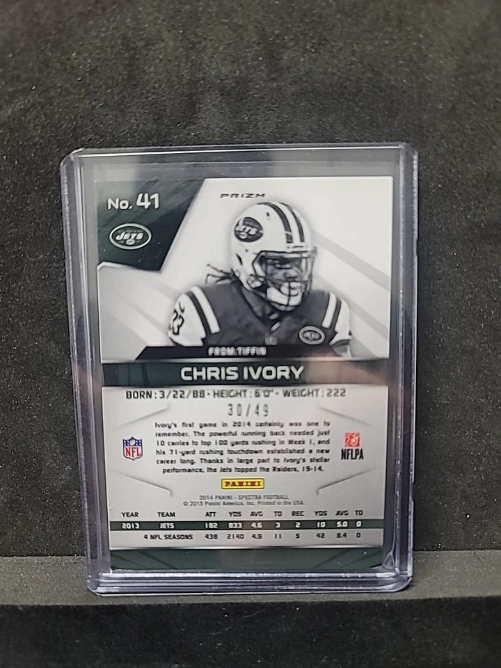 2014 Panini Spectra - Chris Ivory #41 Blue Prizm /49 - Image 2 of 4