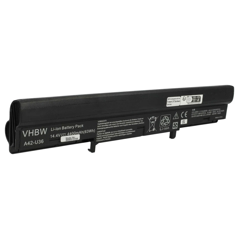 Akku für Asus A41-U36 4INR18/65-2 A42-U36 4INR18/65 4400mAh 14,8V