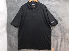 Nike Polo Shirt Mens XL Black Dri-FIT Striped Golf Moisture Wicking Tagless